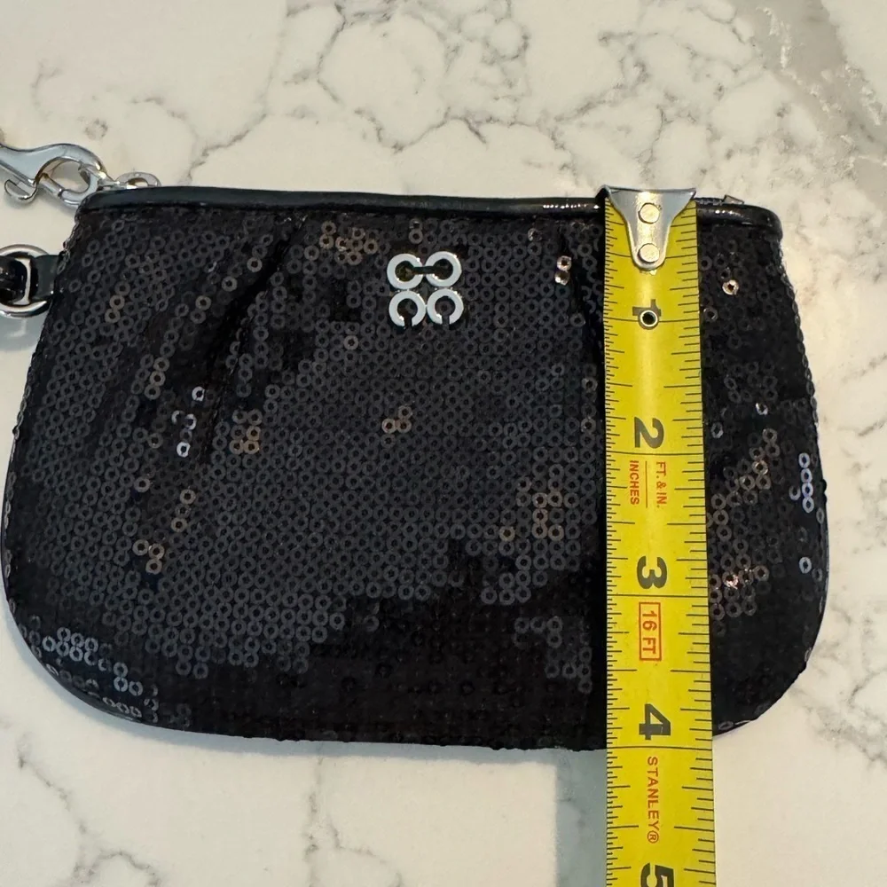 Coach Y2K Black Sequin Wristlet with Silver Accent